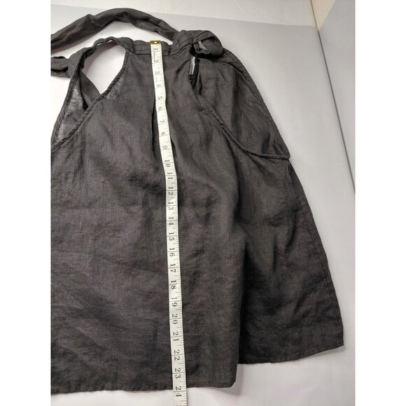 Zara Womens Black Linen Halter Top With Button Front & Tie Neck - Picture 6 of 7